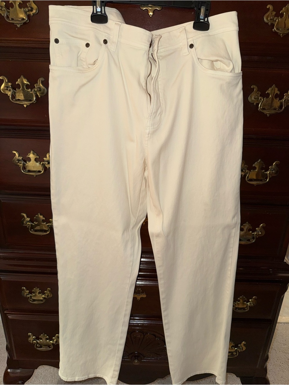Men's Cream Corduroy Pants - Classic Straight Fit